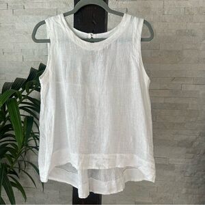 Inizio White 100% Linen Sleeveless Blouse Size Small New with Tags